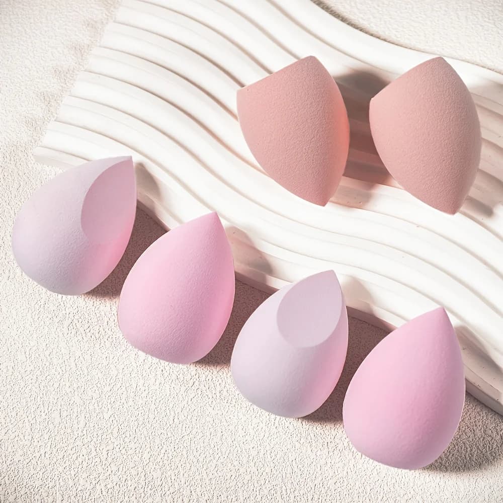 6Pcs Pastel Teardrop Makeup Sponge Set, Multi-Cut Blender for Foundation Concealer Powder, Soft Flawless, Dry Wet Use