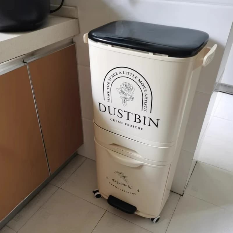 Bidone dei rifiuti a mani libere, ‌ Pattumiera da cucina premium, contenitore per rifiuti a doppio scomparto, bidone per riciclaggio a prova di odore