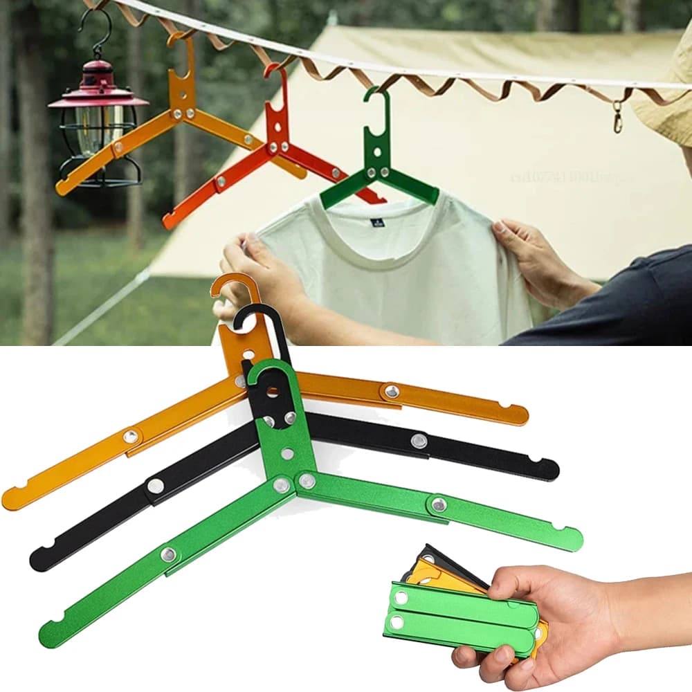 Aluminum Alloy Clothes Hanger Portable Folding Household Hangers Outdoor Camping Coat Drying Rack Metal Hangers for Travel
