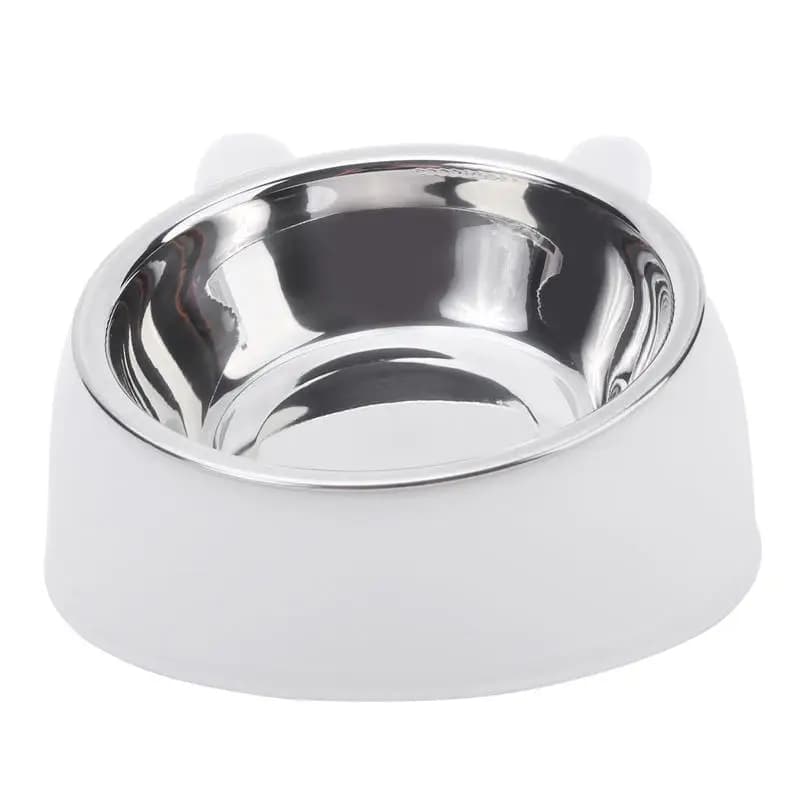 100ml Stainless Steel Tilted Pet Bowl Ergonomic Inclined Feeder for Cats Small Dogs Non-Slip Base, Easy Clean Water Food Dish