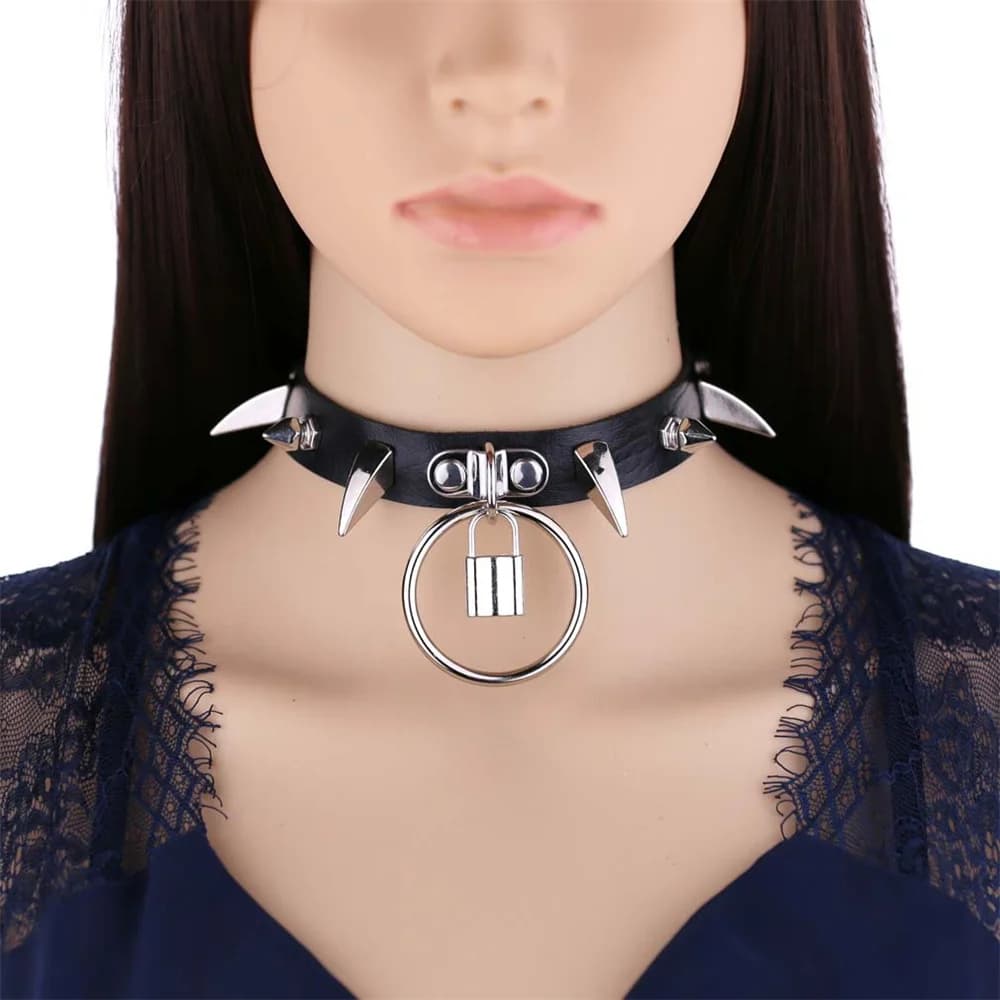Collane in pelle PU con serratura per donna Uomo Punk Rock Geometria Collare Collana girocollo Gioielli da festival
