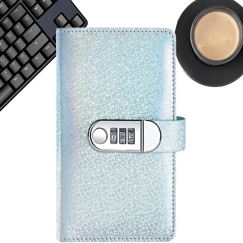 Quaderno Budget con Lucchetto Glitterato, Libro per Risparmiare Contanti in Pelle PU, Organizer per Denaro con Codice di Blocco per Banconote e Pianificatore di Budget