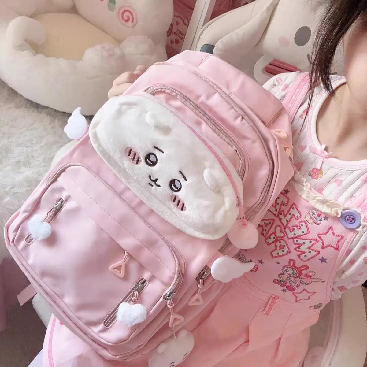 Chiikawa Backpack Large Capacity High Aesthetic Cute Cartoon Usagi School Bag College Students Daily Travel Lovely birthday gift