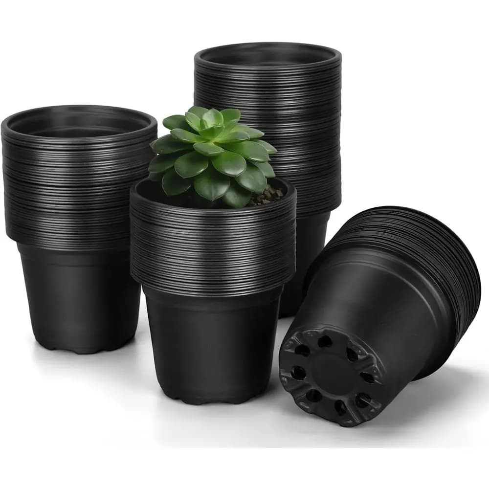 Set of 80 3 inch plastic vases with drainage for seedlings, aromatic herbs and early growing plants