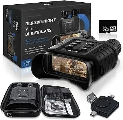 Binocolo con Visione Notturna: Zoom Ottico 4X e Digitale 8X - Accessori per Caccia al Cervo, Attrezzatura Tattica per Adulti