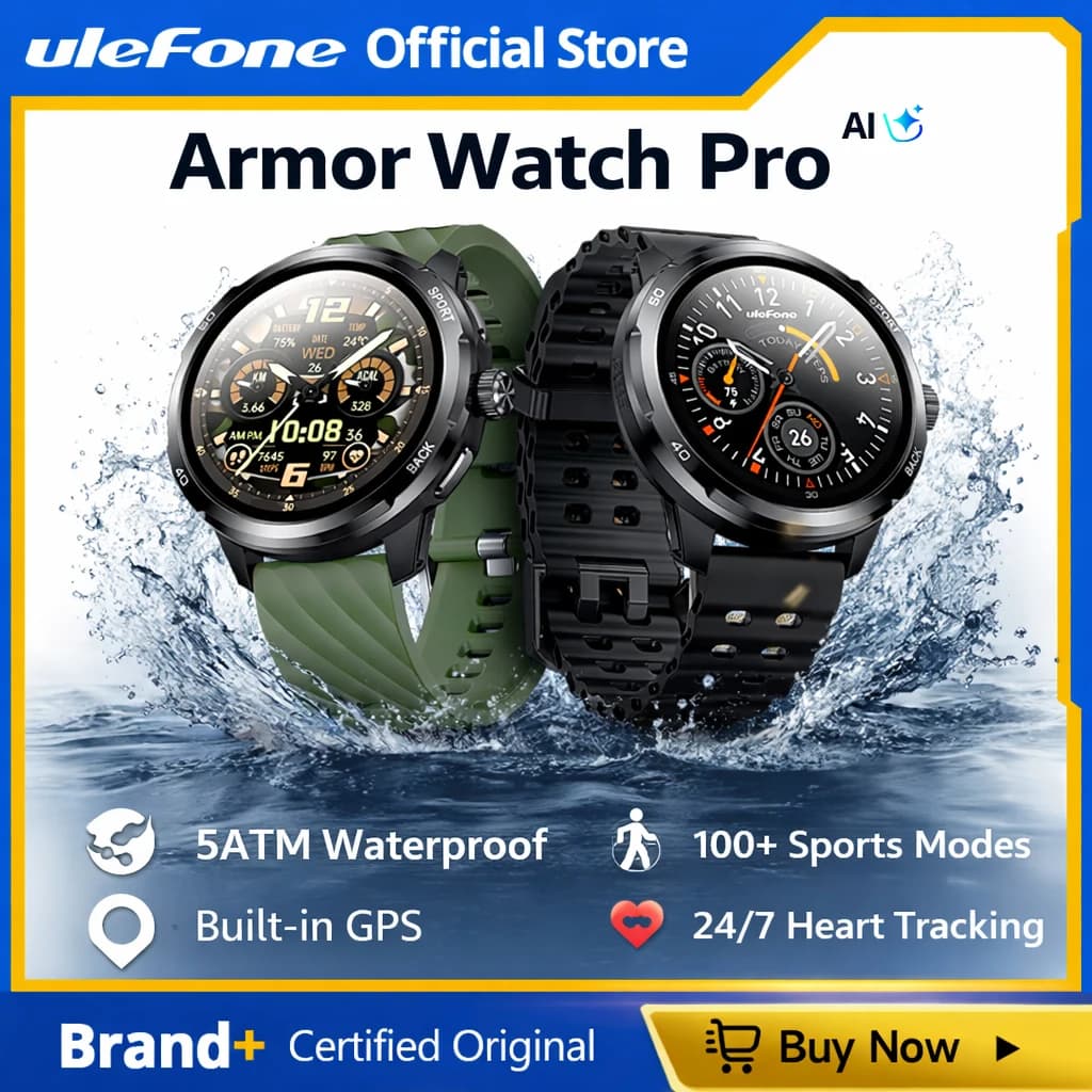 Ulefone Armor Watch Pro Smartwatch 1.5" AMOLED Display, integrated GPS, cardiofrequencymeter, sports smartwatch for men and women