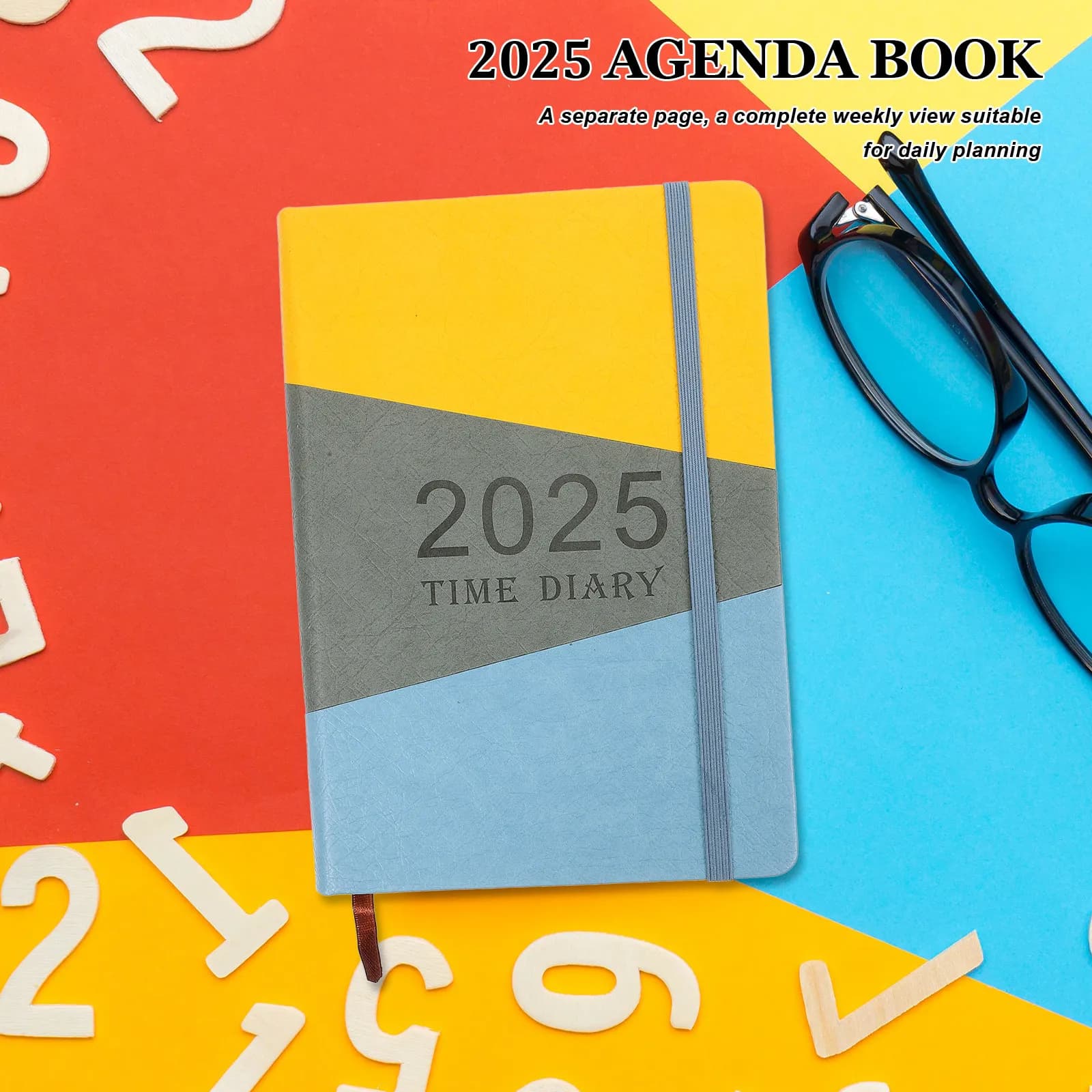 Agenda Giornaliera Compatta 2025 A5, Elegante Taccuino Planner, Organizer per Ufficio, Libro Portatile per Appunti e Pianificazione