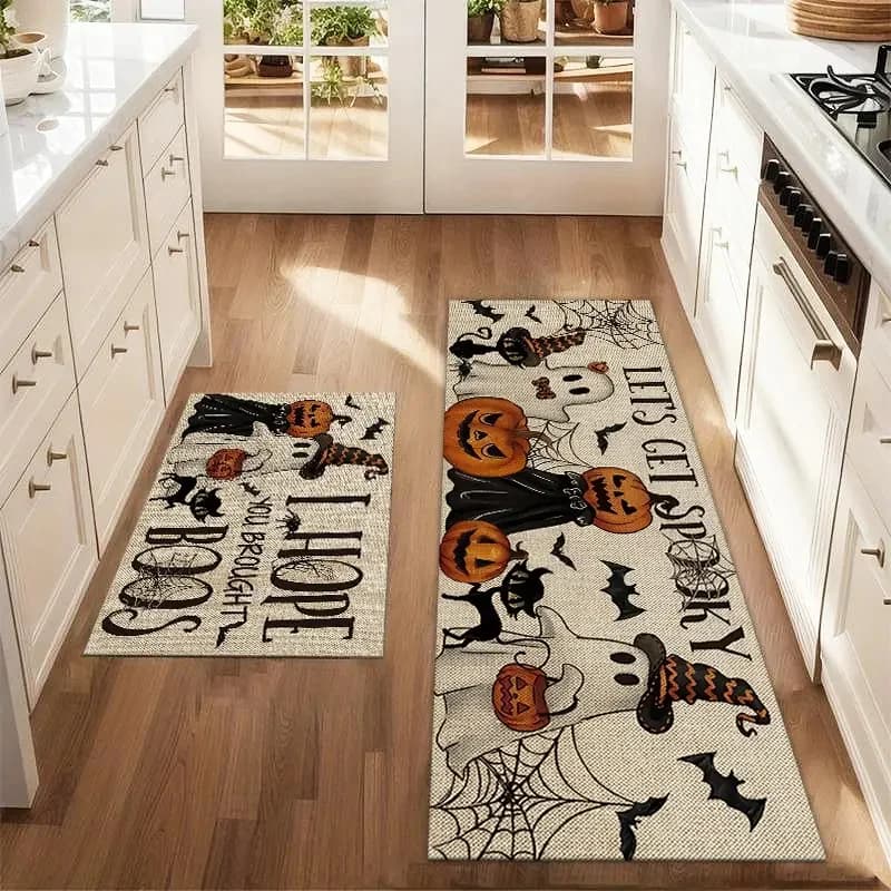 VIKAMA Ghost Pumpkin Halloween Floor Mat Non Slip Carpet Waterproof Rug for Kitchen Laundry Restaurant Holiday Home Decor