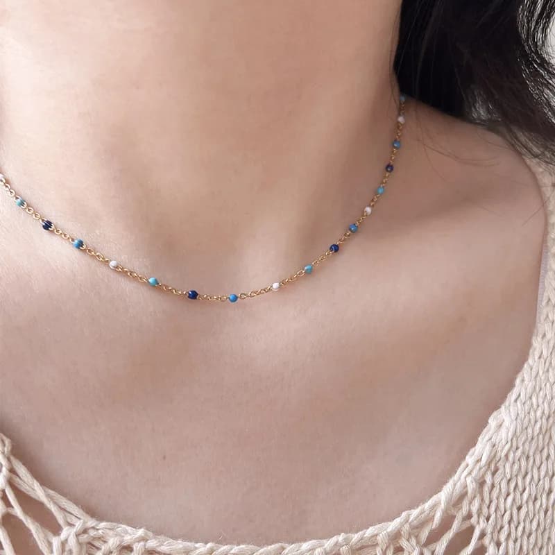 Necklace with glazed round beads for woman, design with high niche niche beads Ins, lightweight luxury summer clavicle chain accessory