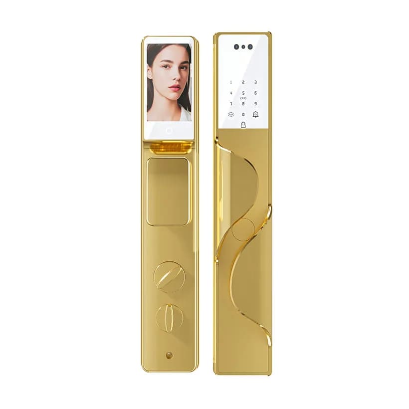 Biometric Gold Advanced Smart Lock Waterproof Infrared Scanning Anti-theft Smart Door Lock with HD Screen and Camera