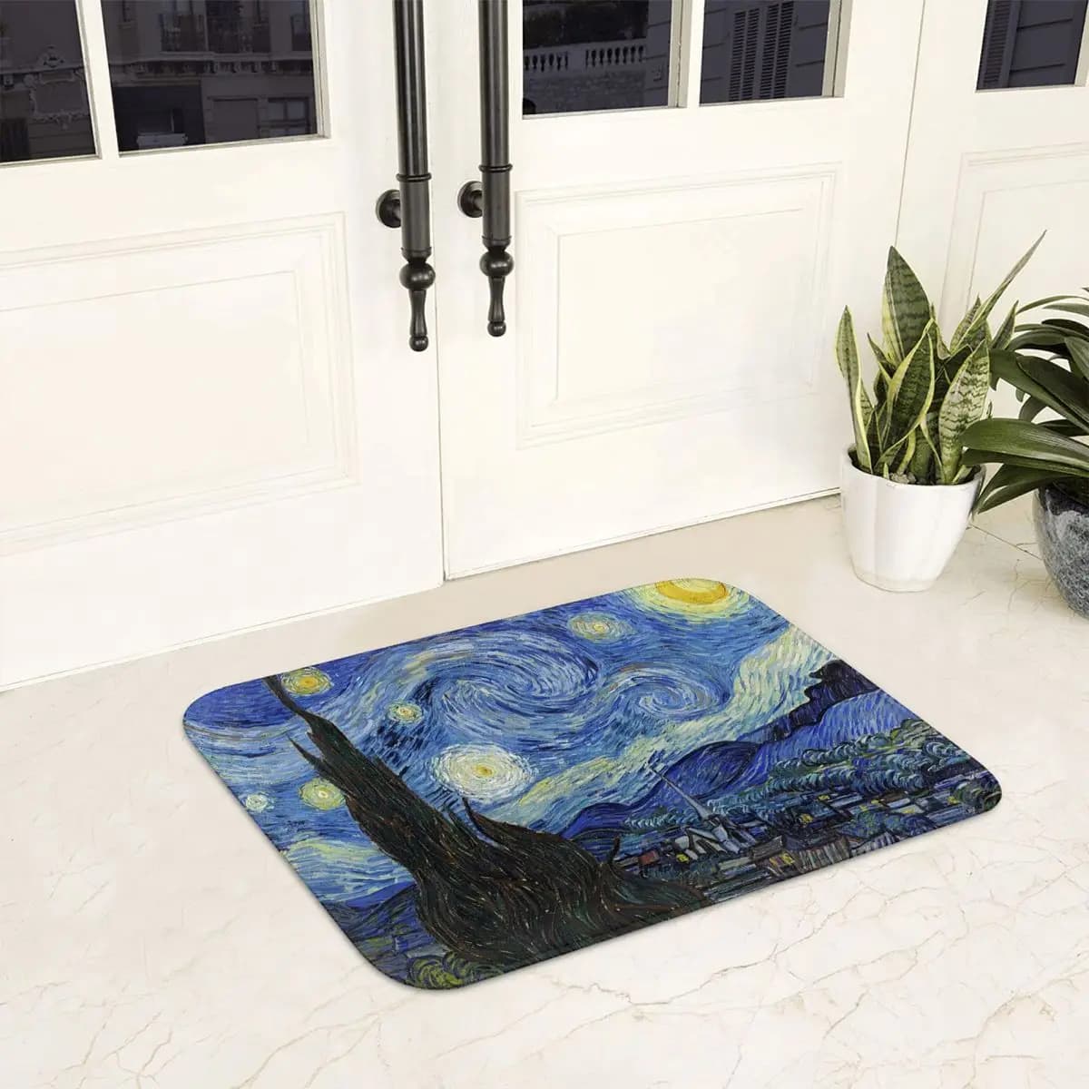 Starry Night Vincent Van Gogh Zerbino Anti-slip Rug Anti-wear Kitchen Inlet Mats Bedroom Backpacks
