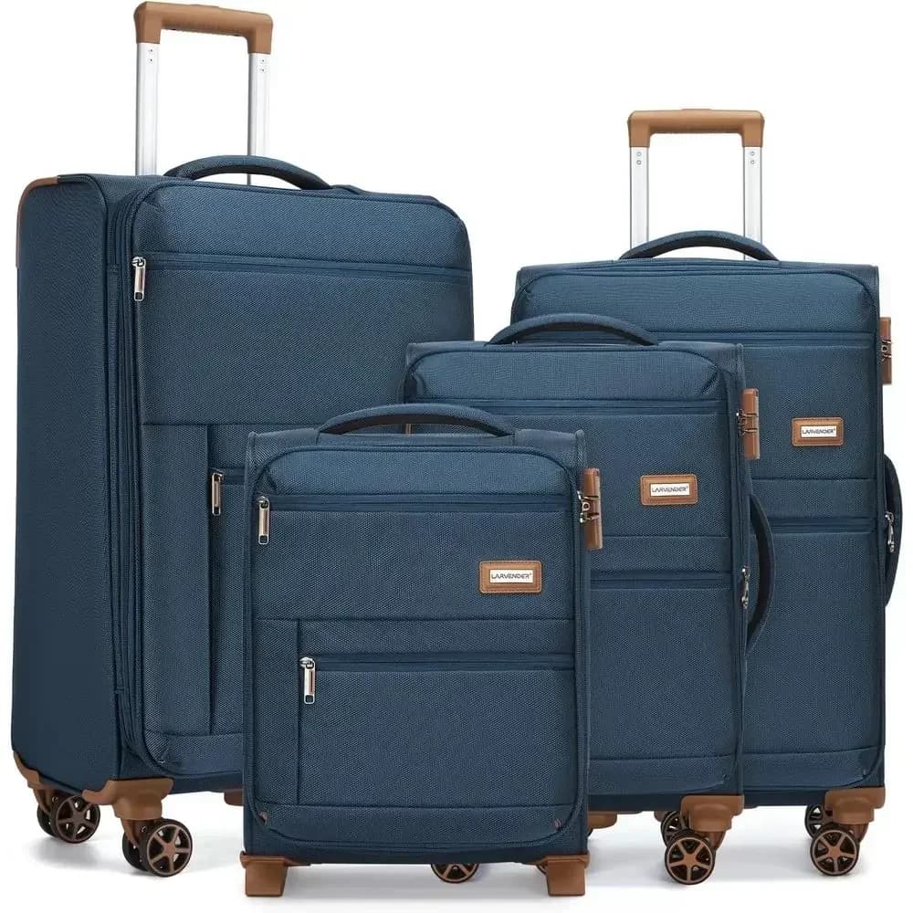 4-Piece Spinner Luggage Set with 360° Wheels - Carry-On Sizes: 28/24/20/18 inches, Navy Blue