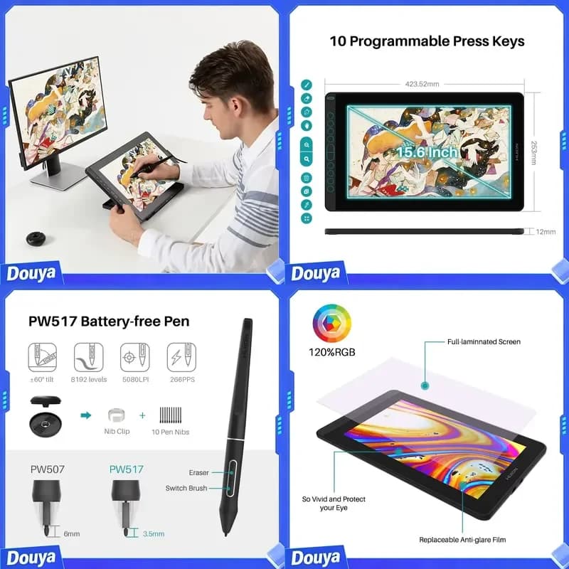 Kamvas 16 2021 Graphic Drawing Tablet Portable Drawing Boards with Display