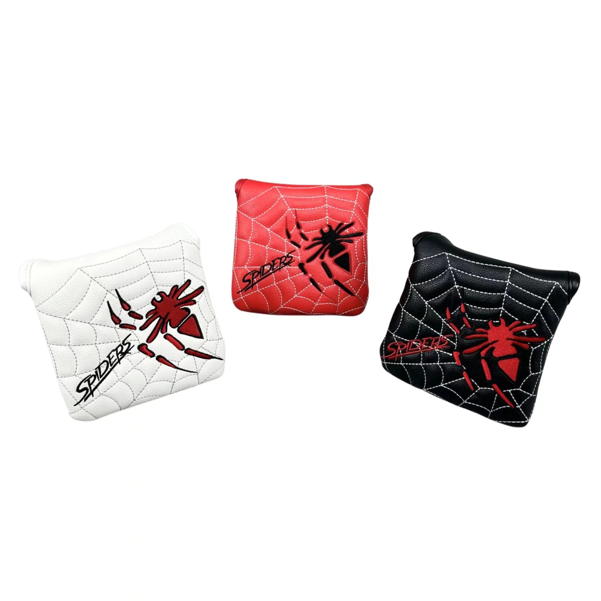 1pc Spider Pattern Golf Putter Cover PU Leather Large Mallet Golf Head Cover chiusura magnetica Golf Head cover