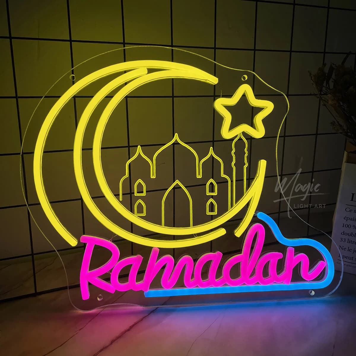 Insegna LED Neon Eid Mubarak, Decorazioni per il Ramadan, Insegna Neon per Casa, Decorazione Ramadan Mubarak, Insegna Neon per Camera da Letto, USB