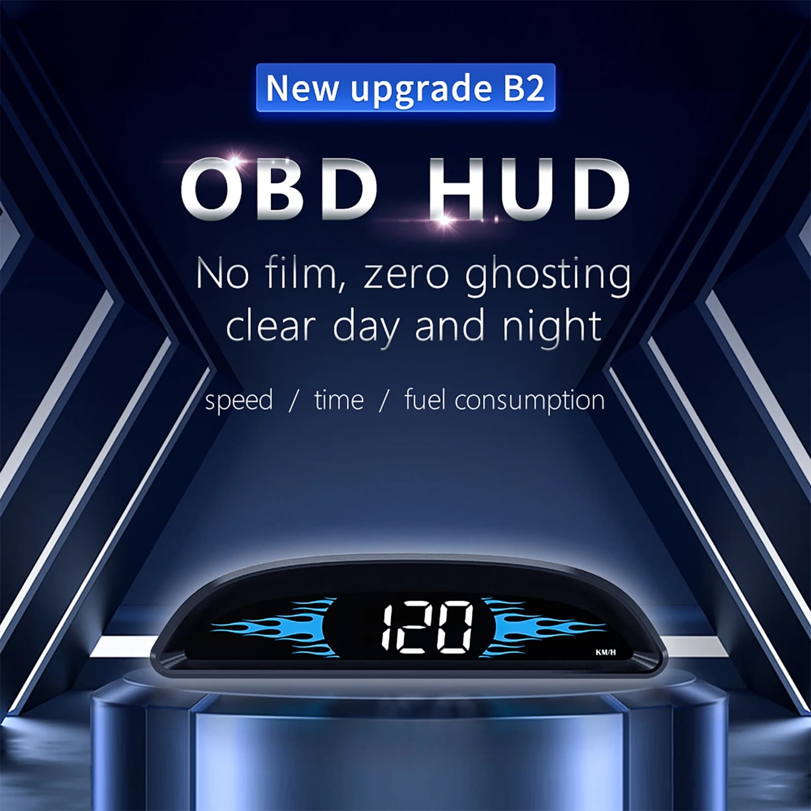 Display Head-up HUD OBD2 per Auto B2, Tachimetro, Temperatura Acqua, RPM, Allarme, Schermo Multifunzione Intelligente con Proiezione