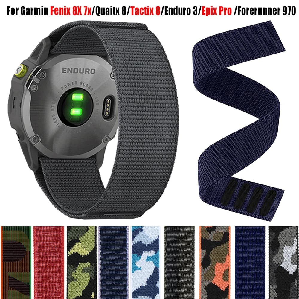 22mm 26mm QuickFit Nylon Loop Strap per Garmin Tactix 8 7 AMOLED Delta Bravo Enduro 3 Epix Gen 2 Fenix 8x 7x 6 PRO Fasce intrecciate