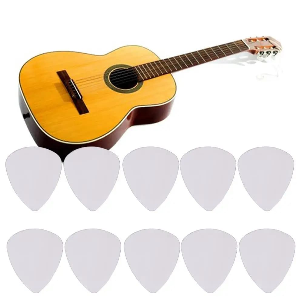10 PZ 0.3mm Plettri per chitarra in acciaio inossidabile Triangolo Mediatore Plettro per chitarra in metallo Gesti Schegge per dita adesive