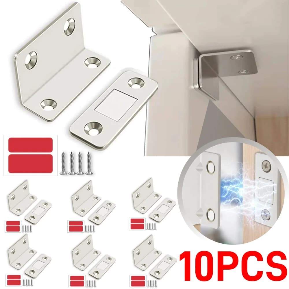 10-1PCS Chiusura magnetica a forma di L Autoadesiva Invisibile Porta dell'armadio Aspirazione Guardaroba Striscia magnetica Patch Fermaporta
