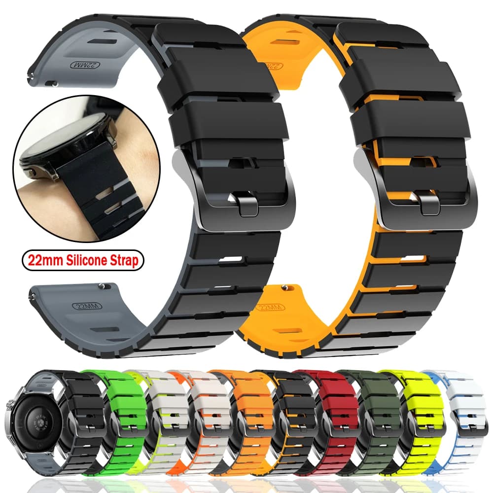 22mm Silicone Strap For Samsung Galaxy Watch3 45mm 46mm/Gear S3 Classic Sport Watchband For AMAZFIT BALANCE 2 Bip6 Soft Bracelet