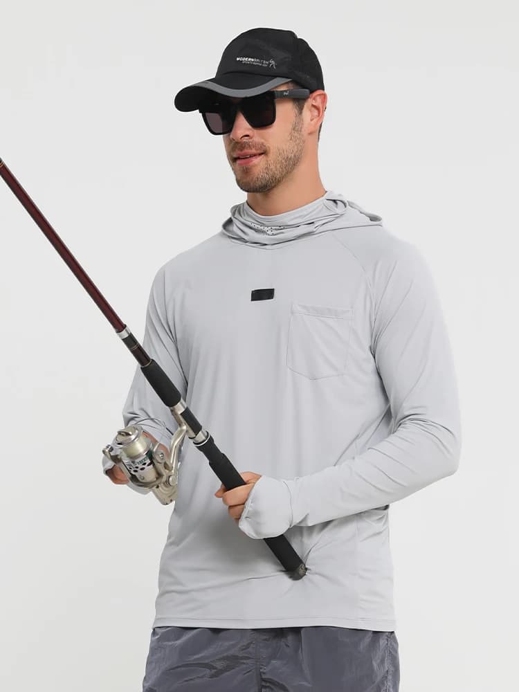 Unisex Sbart Fishing Clothing for Solar Protection, Breathable, Rapid Drying, Fresh, Anti-UV, with Hood for Hiking and Fishing with baits