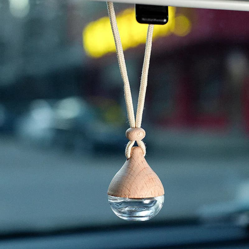 6 ml vacuum car deodorant glass bottle with wooden caps Essential oil diffuser bottle for reusable car