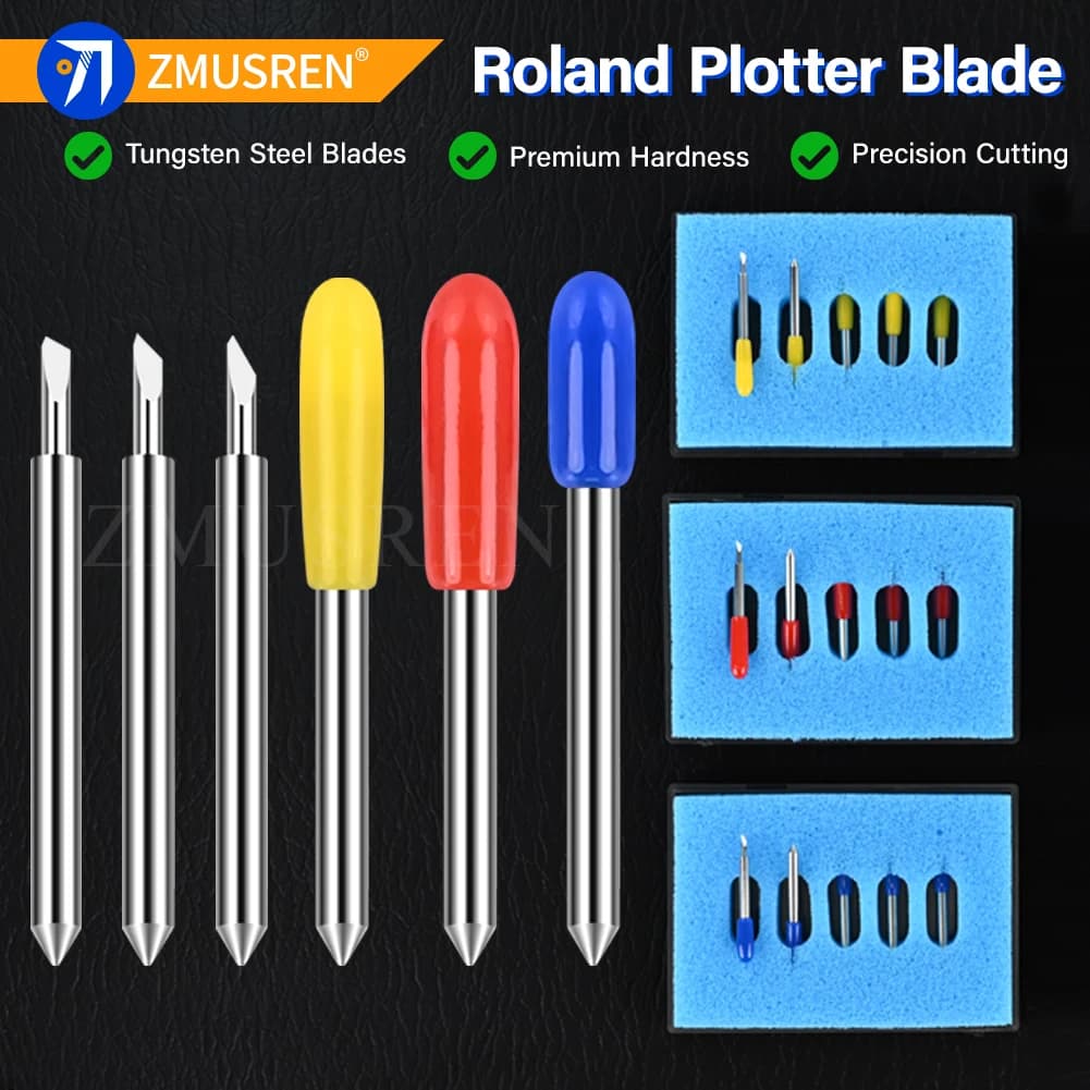 50PCS/10Boxes Roland Cemented Carbide Plotter Knife 30 45 60 Degree Blades GCC Jaguar Vinyl Liyu Cutter Cutting Plotter 23x2x1mm