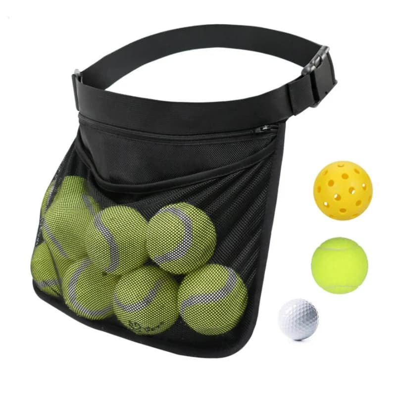 Borsa Portatile per Palline da Tennis con Cintura Regolabile, Sacchetto in Rete per Allenamento, Porta Palline da Pickleball, Tennis e Golf