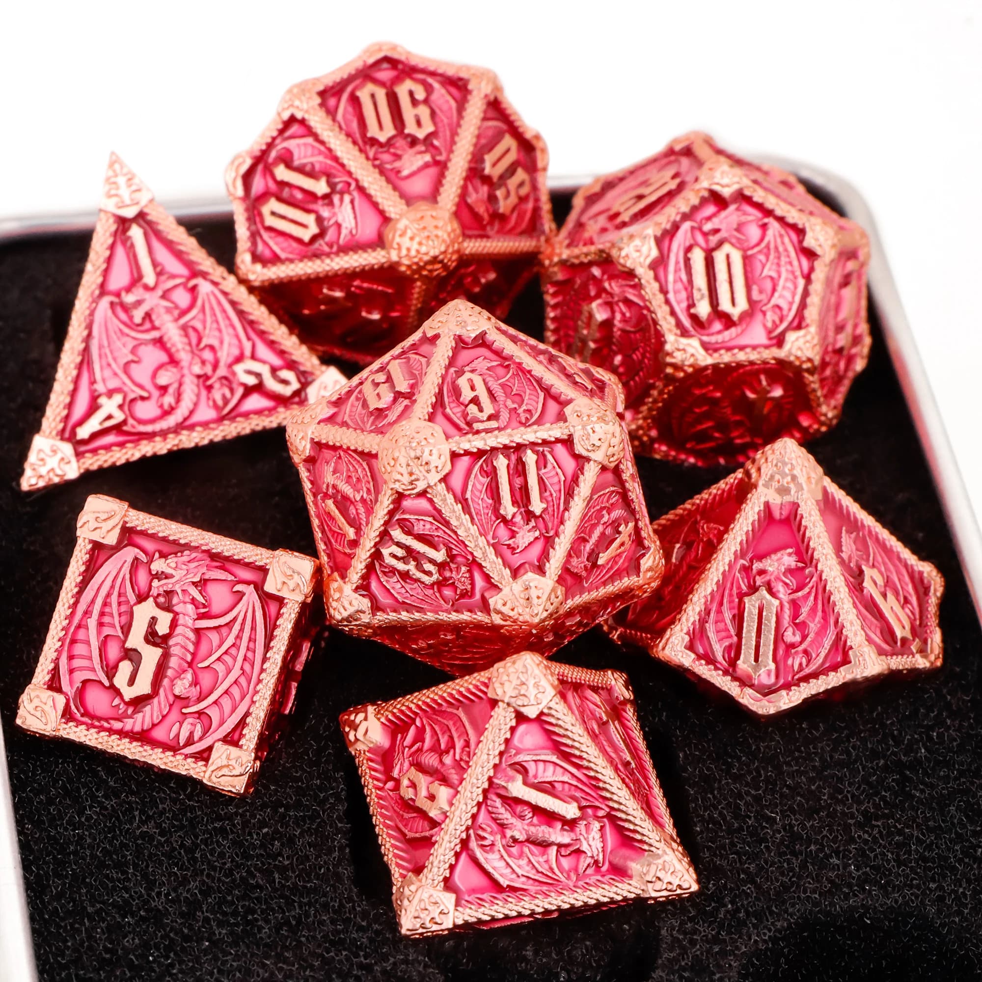 Set di Dadi Metallici DND Verdi, Dadi Poliedrici per Giochi di Ruolo RPG, Dadi per Dungeons and Dragons, Set di Dadi D&D