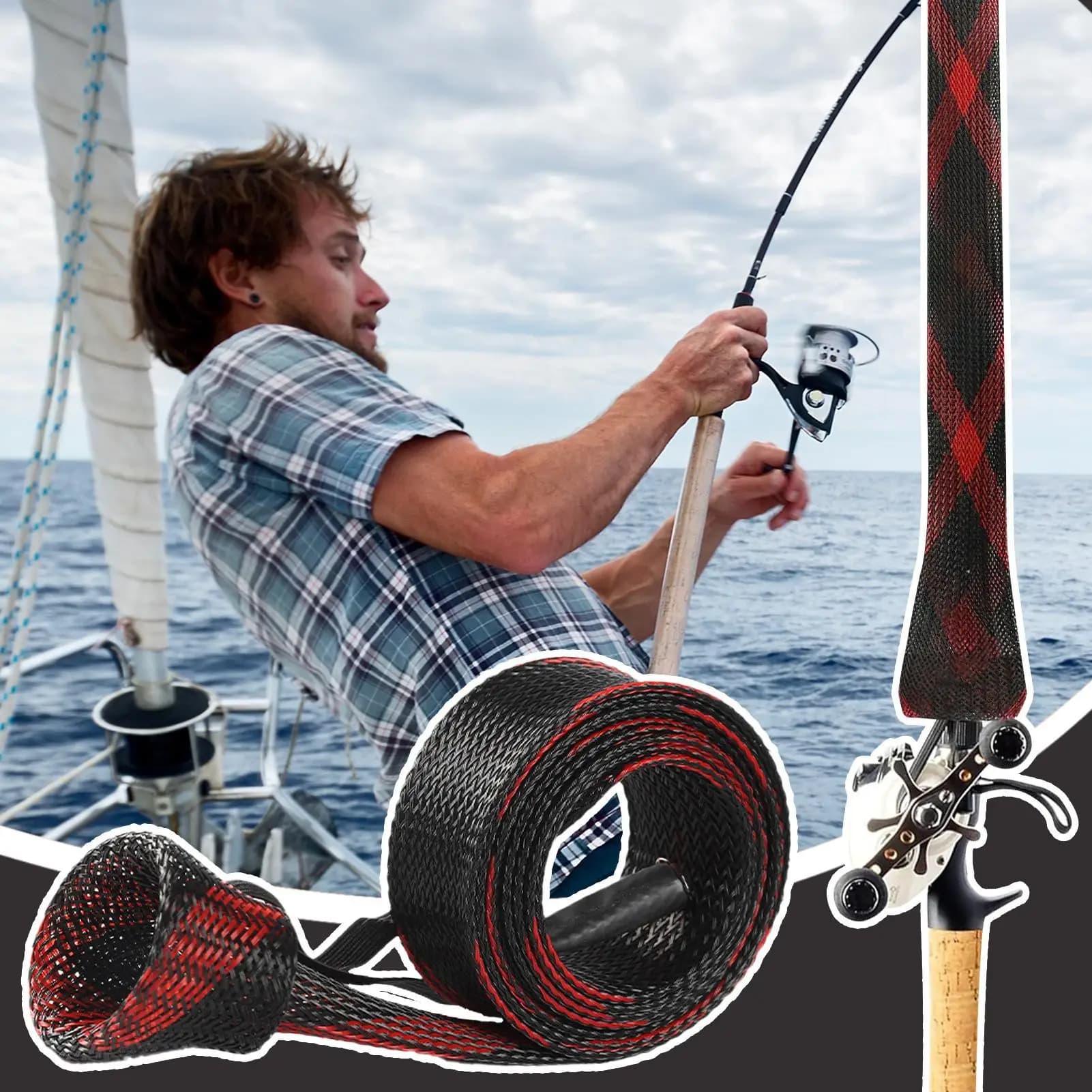Copertura per canna da pesca Spinnings Copertura per manica per canna da pesca Calzino per canna da pesca Guanto Casting Copertura per tubo per rete di ghiaccio Protezione per canna da pesca
