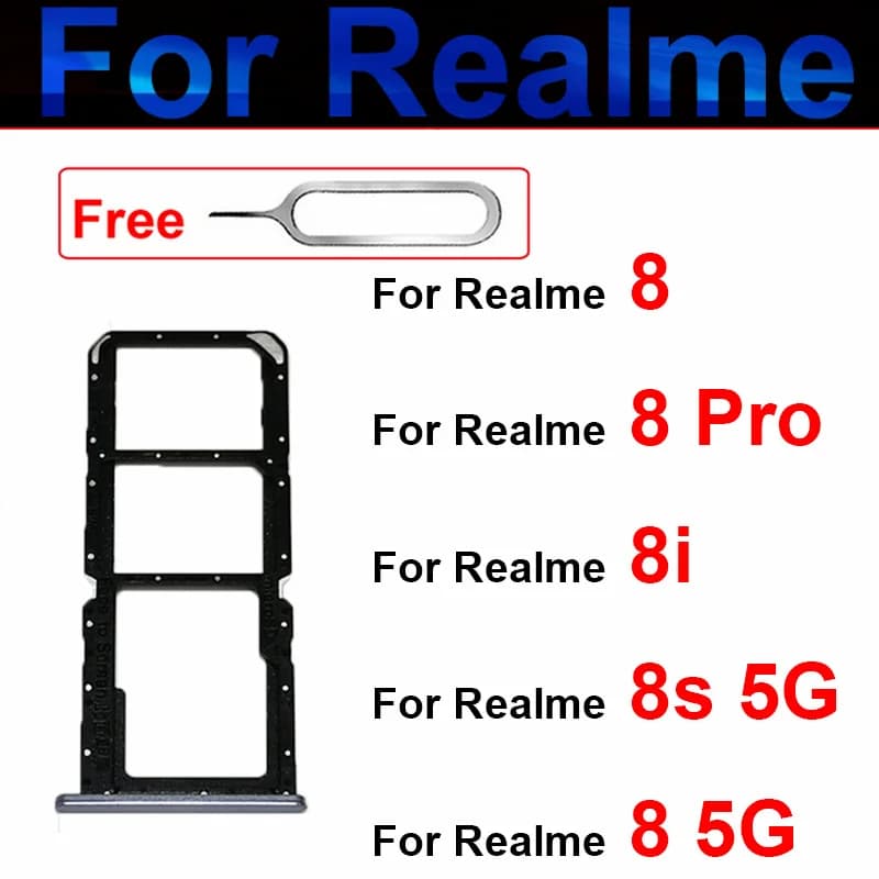 Vassoio della scheda SIM per Oppo Realme 8 8i 8S 8 Pro 5G Supporto per slot per scheda doppia SIM Adattatore per scheda Micro SD Parti Reapir di ricambio Nero