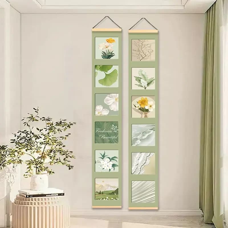 Green Plants Tapestry Wall Hanging, Fresh Minimalist Fabric Art for Living Room Corridor Dining Bedroom Background House Decor