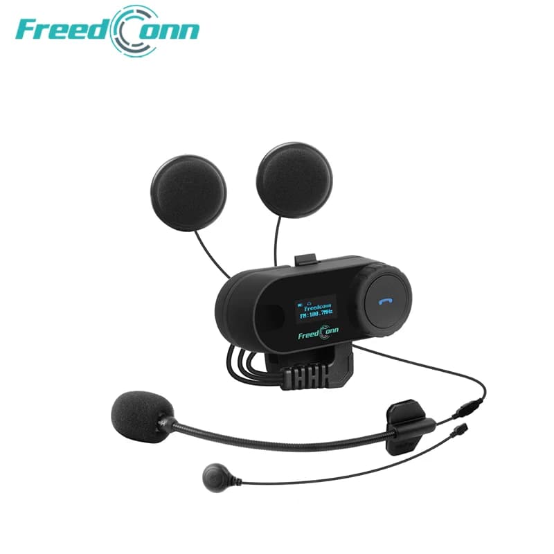 FreedConnT-COM SC 800 Meters Wireless 5.0 Intercom Full Duplex LCD Screen Waterproof Motorcycle Helmet Bluetooth Headset Music