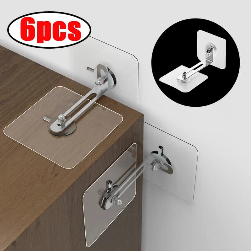 2/6PCS Strong Self-adhesive Bookshelf Shoe Cabinet Wardrobe Wall Bracket Fixed Patch For Child Protection No Punching To Prevent
