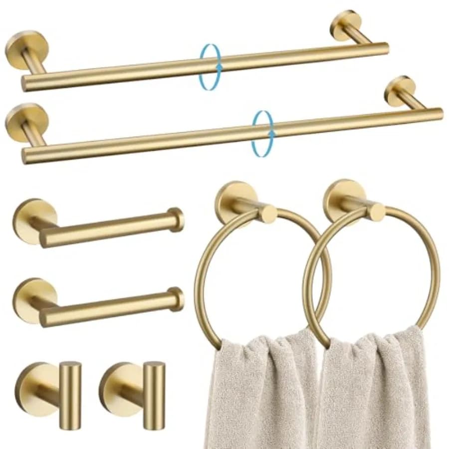 Set di 8 Accessori per Bagno in Acciaio Inox SUS304, Set Portasciugamani da 24 e 20 Pollici, Kit Accessori Bagno Rotondi Montati a Parete