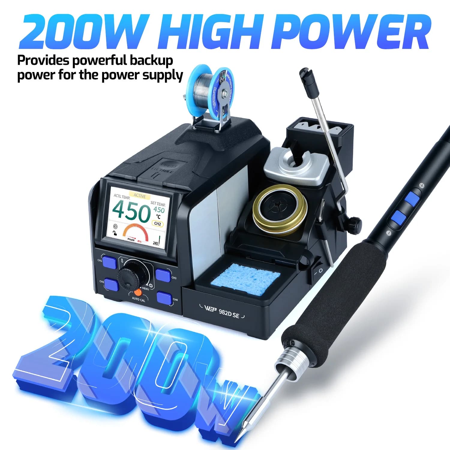 Stazione di Saldatura di Precisione WEP 982D SE 200W, Kit Saldatore Elettrico a Riscaldamento Rapido C245 C210, Strumento per Dissaldatura e Rilavorazione