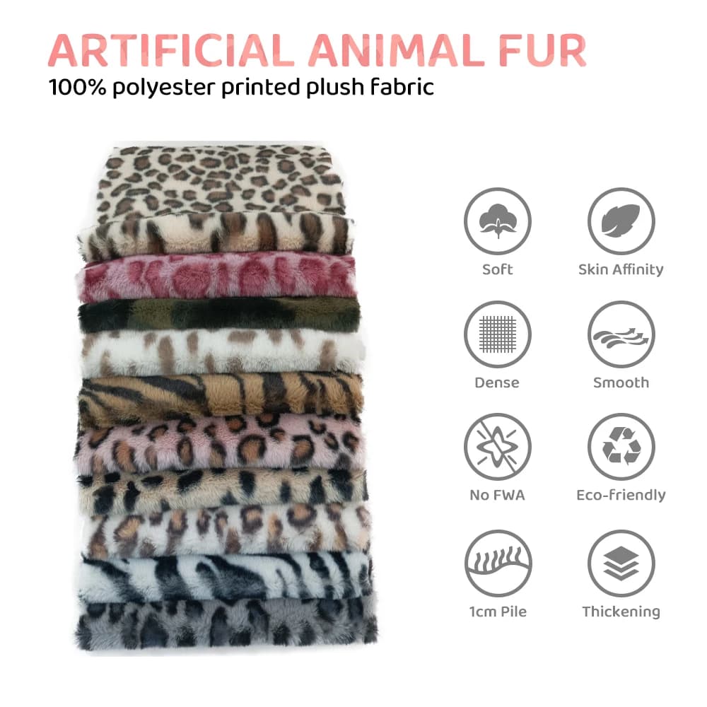 25*45cm Vintage Leopard Tiger Artificial Fur Fabric For Handmade Craft Clothing Bag Hair Accessories DIY Quilting Materials