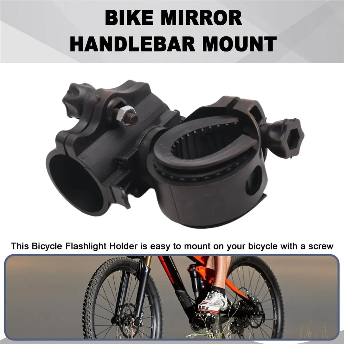 Supporto per Torcia LED AD10, Accessorio Sportivo, Supporto per Luci Bicicletta, Rotazione a 360°, Porta Torcia per Ciclismo