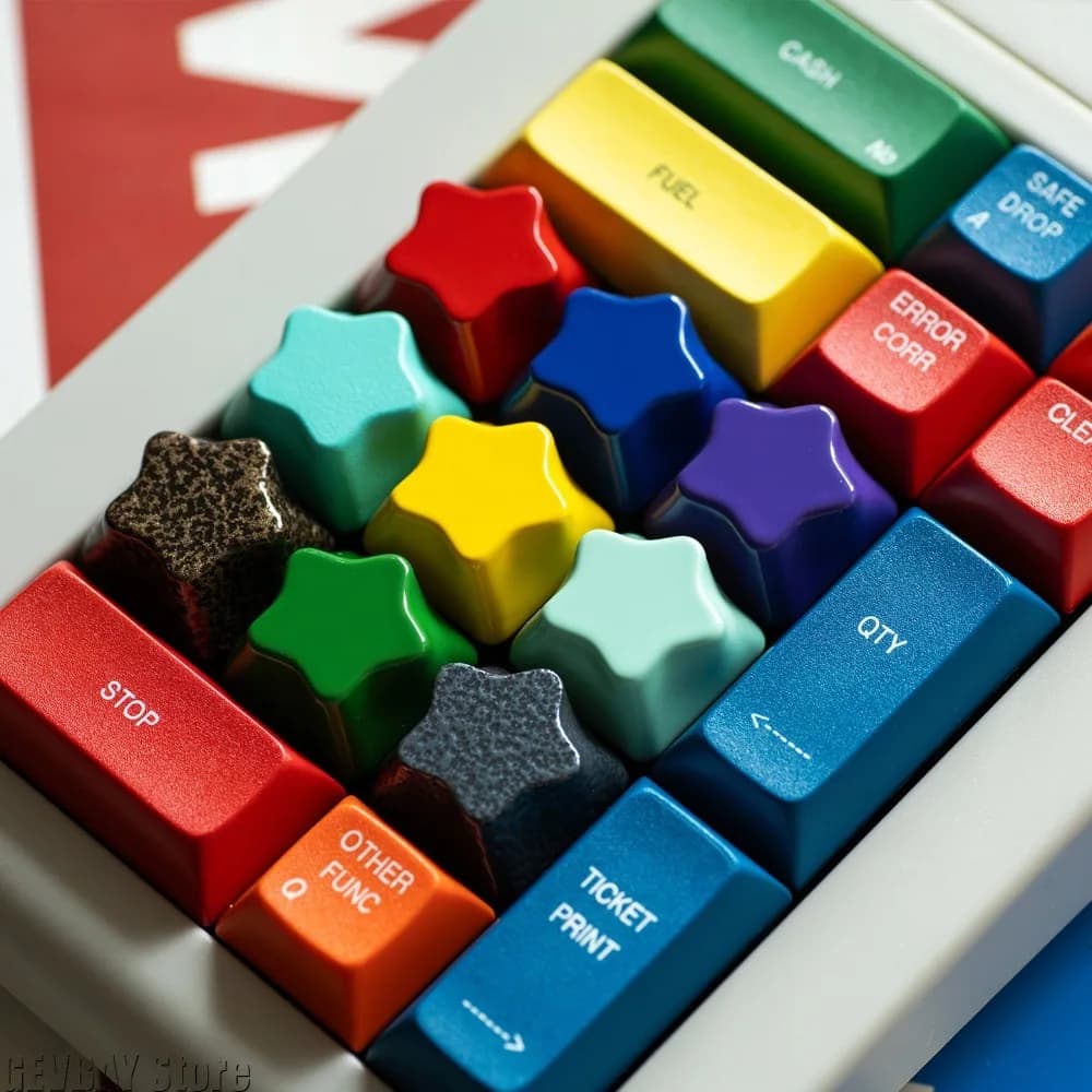 Star Shaped Aluminum Alloy Keycaps Metal Baked Paint Cnc Machining Customized for Mechanical Keyboard Keycaps