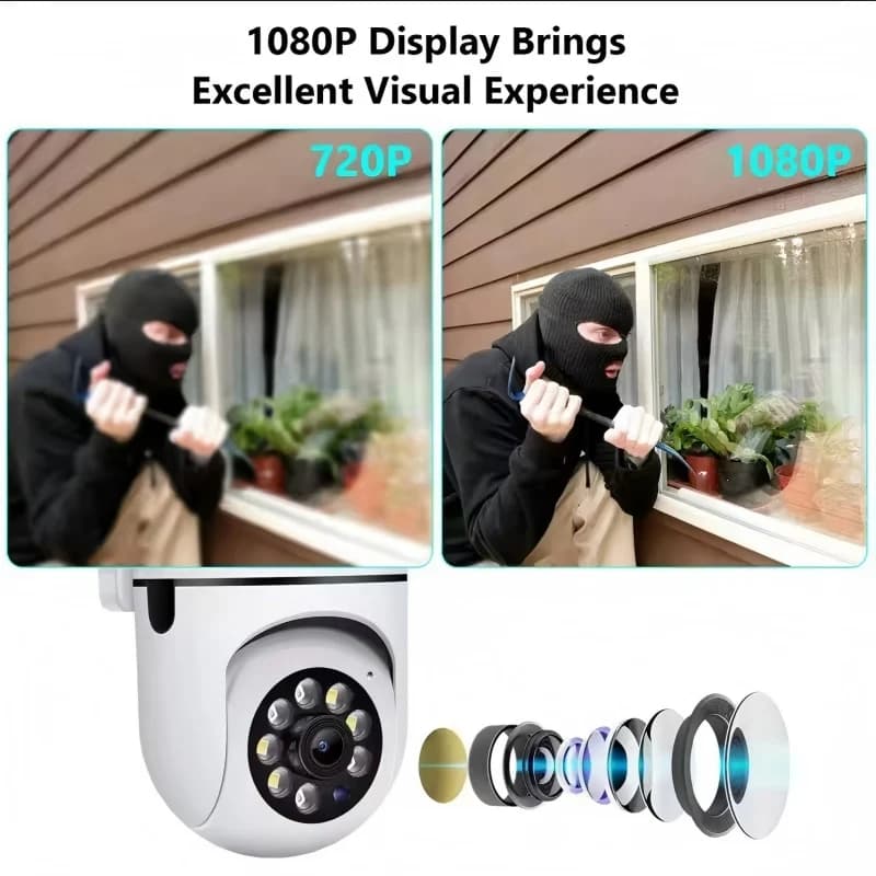 1/2/4 pz. Telecamere di Sicurezza Wireless IP WiFi PTZ 2.4G 5MP con Zoom 5X, Tracciamento, Audio Bidirezionale, Visione Notturna a Colori HD - O-Kam Pro