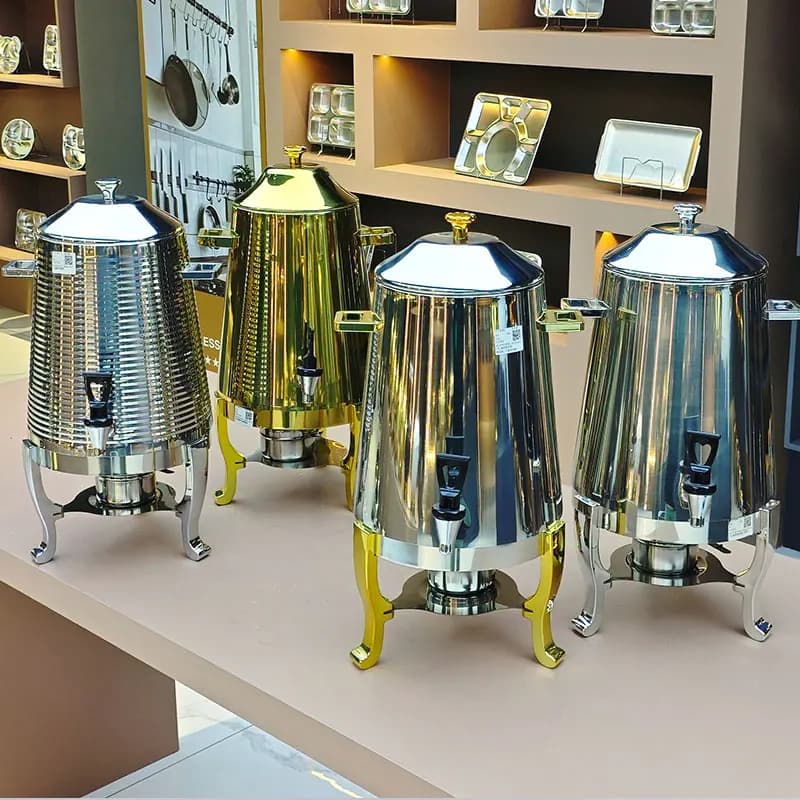 Dispenser di tè caldo per succo di caffè di grande capacità da 13 litri Dispenser per scaldavivande in acciaio inossidabile per ristorante dell'hotel con rubinetto