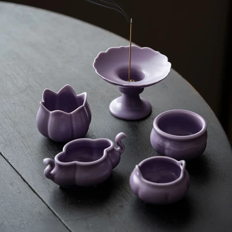 Purple Qi Comes From East Ceramic Incense Burner New Chinese Stick Incense Holder Tea Room Desktop Aromatherapy Home Ornament