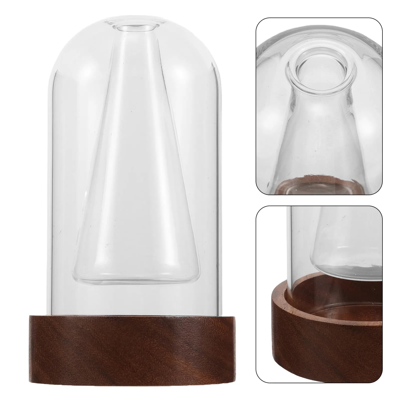 Glass Reed Diffuser Bottles For Essential Oils, Double Layer Glass Aromatherapy Bottle With Wood Base For Home Office Decoration