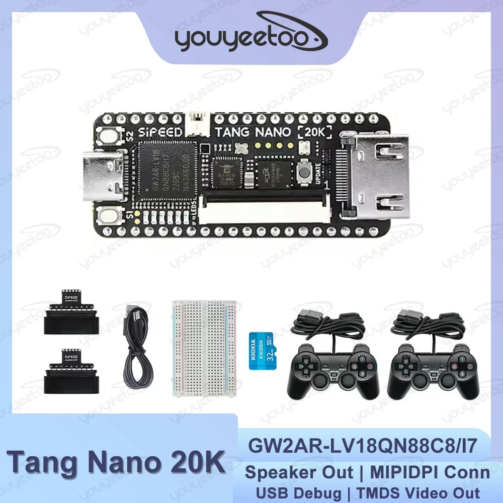 Sipeed Tang Nano 20K Scheda di sviluppo RISC-V Linux Lettore di giochi retrò GW2AR-LV18QN88C8/I7 Unità logica chip FPGA LUT4 Uscita altoparlante