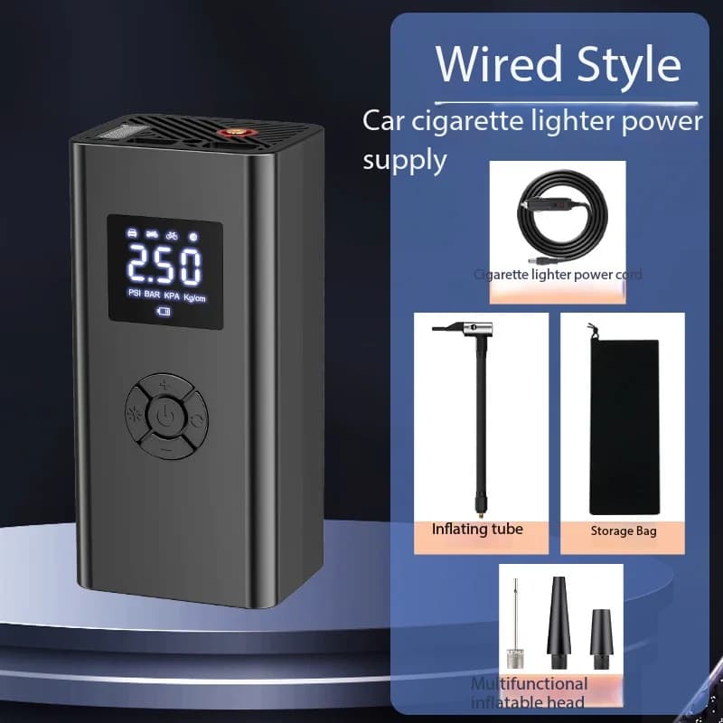 Mini Portable Bicycle Pump Car Air Pump, Electric Ball Pump, Wireless Car Tire Inflator with LED Light, Fast Inflation