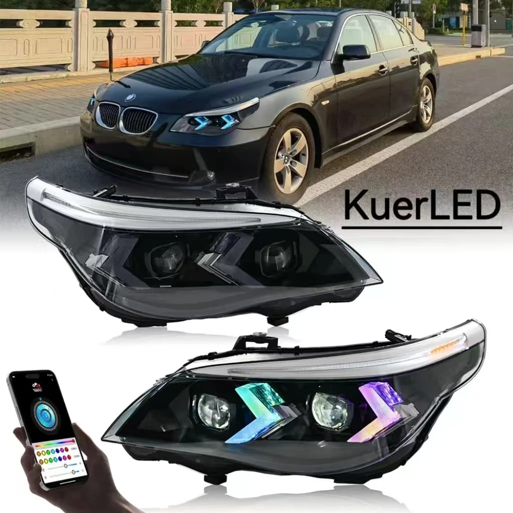 KuerLED Gruppo Faro Per BMW 5 Serias E60 E61 2005 2006 2007 2008 2009 2010 Proiettore A LED Lente DRLFront lampada No AFS