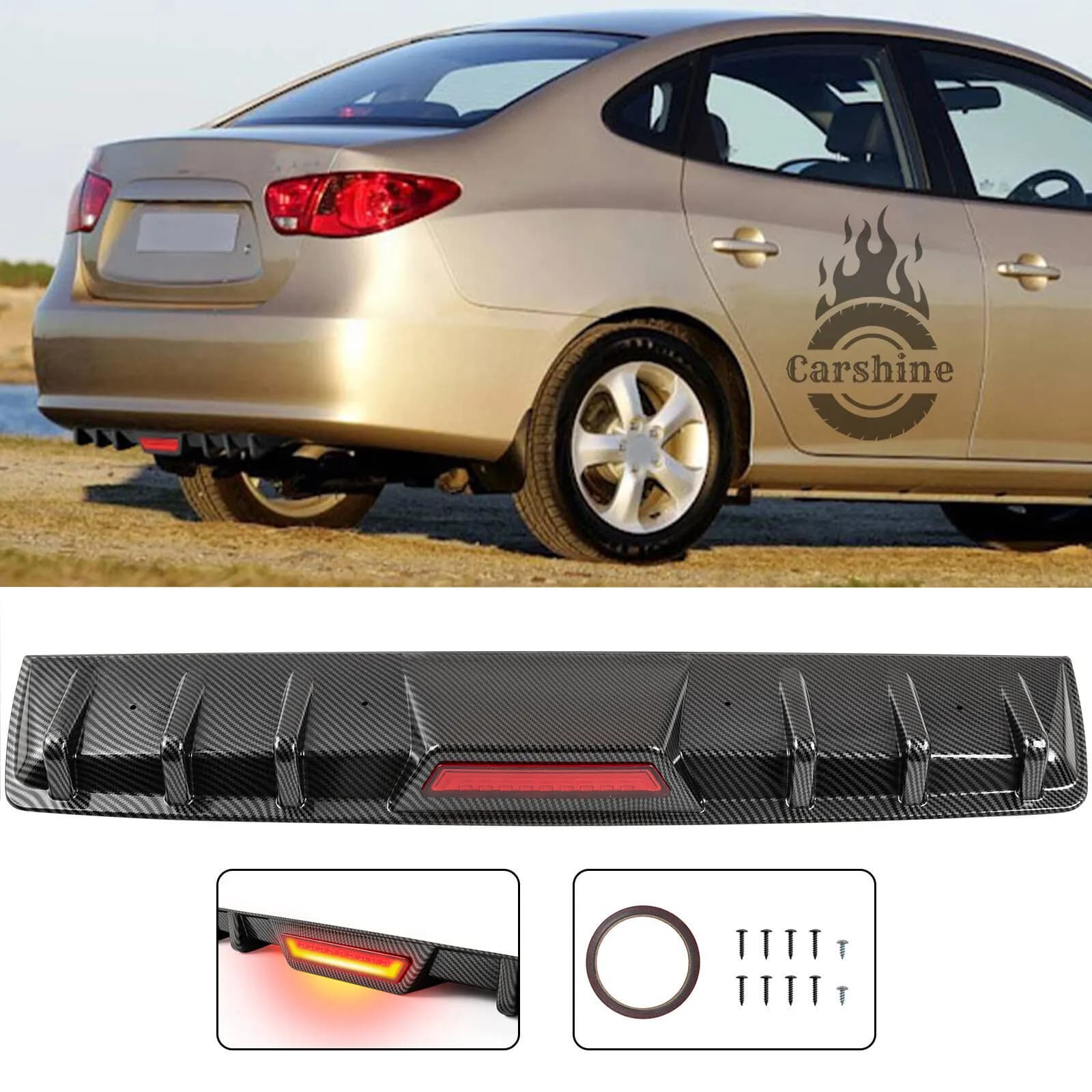 Diffusore paraurti posteriore con luce freno a LED per Hyundai Elantra 2006 Nuovo
