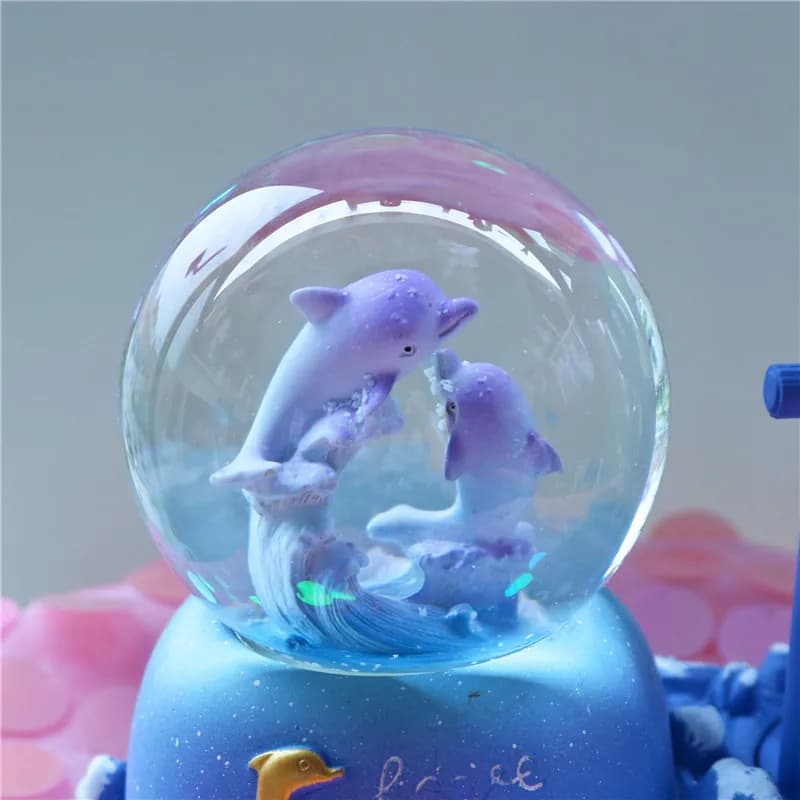 Timer a Clessidra con Delfino, Sfera di Cristallo Musicale Luminosa, Decorazione da Scrivania, Regalo di Compleanno Unico