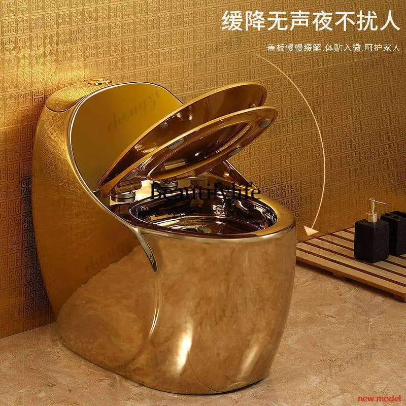AB03 Gold-plated creative personality toilet seat, large pipe toilet, round type