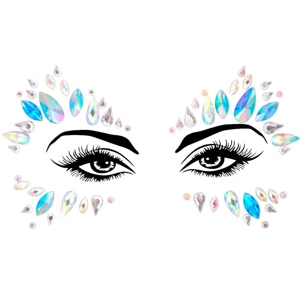 Hisenlee Festival Gioielli per il viso Adesivi per il corpo in cristallo Trucco Adesivo per il viso con strass glitterati per il viso per la festa del festival